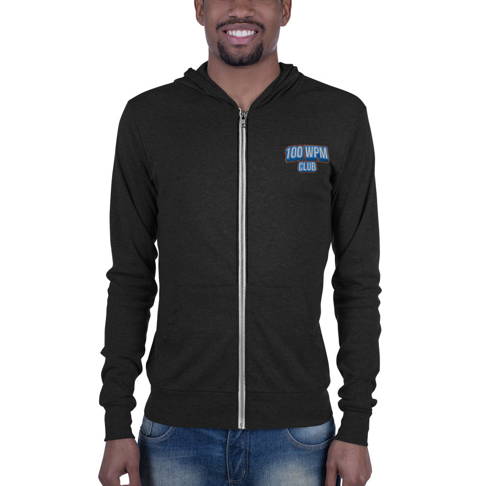 Typeracer 100WPM club unisex zip hoodie