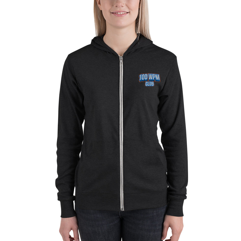 Typeracer 100WPM club unisex zip hoodie