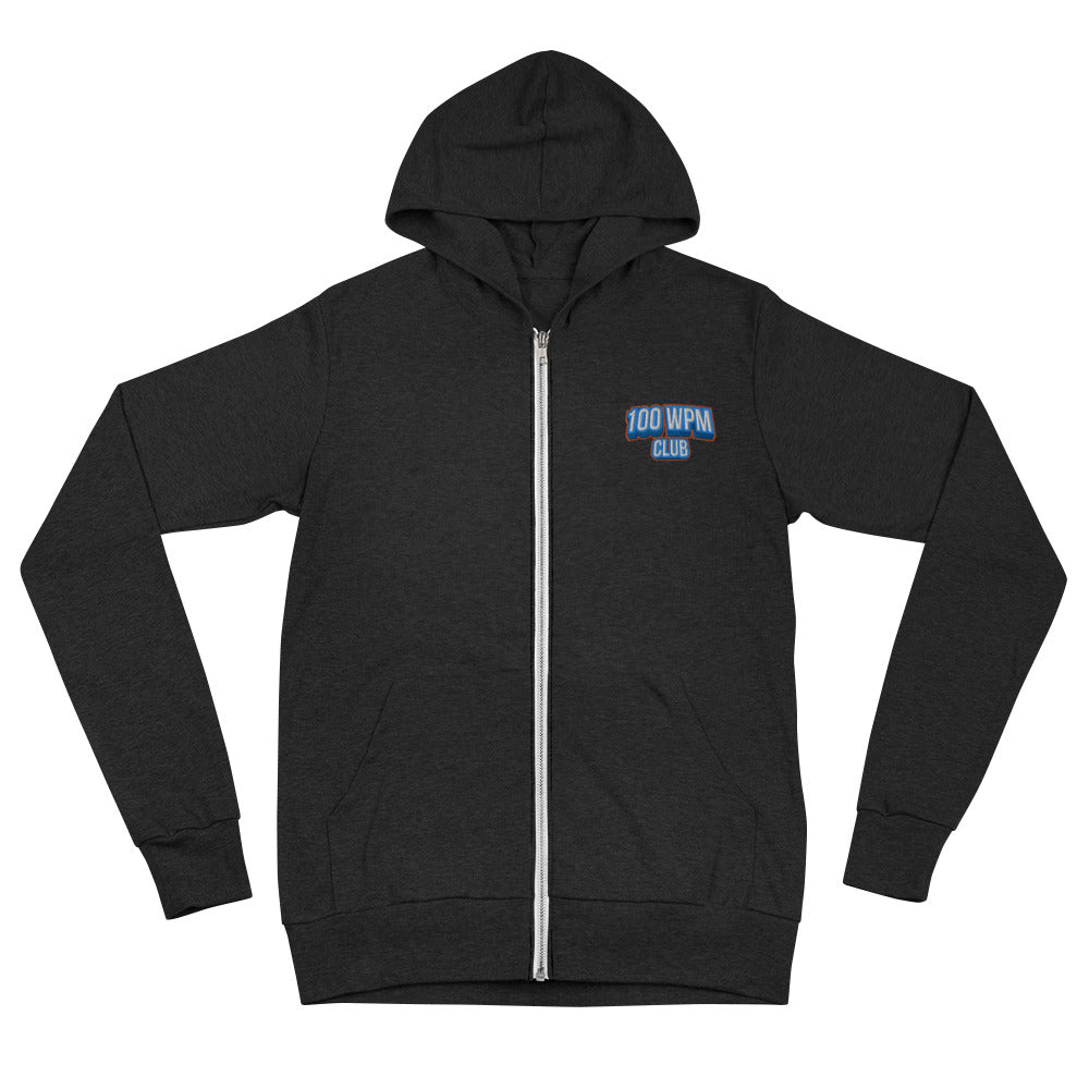 Typeracer 100WPM club unisex zip hoodie