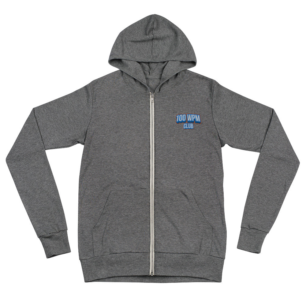 Typeracer 100WPM club unisex zip hoodie